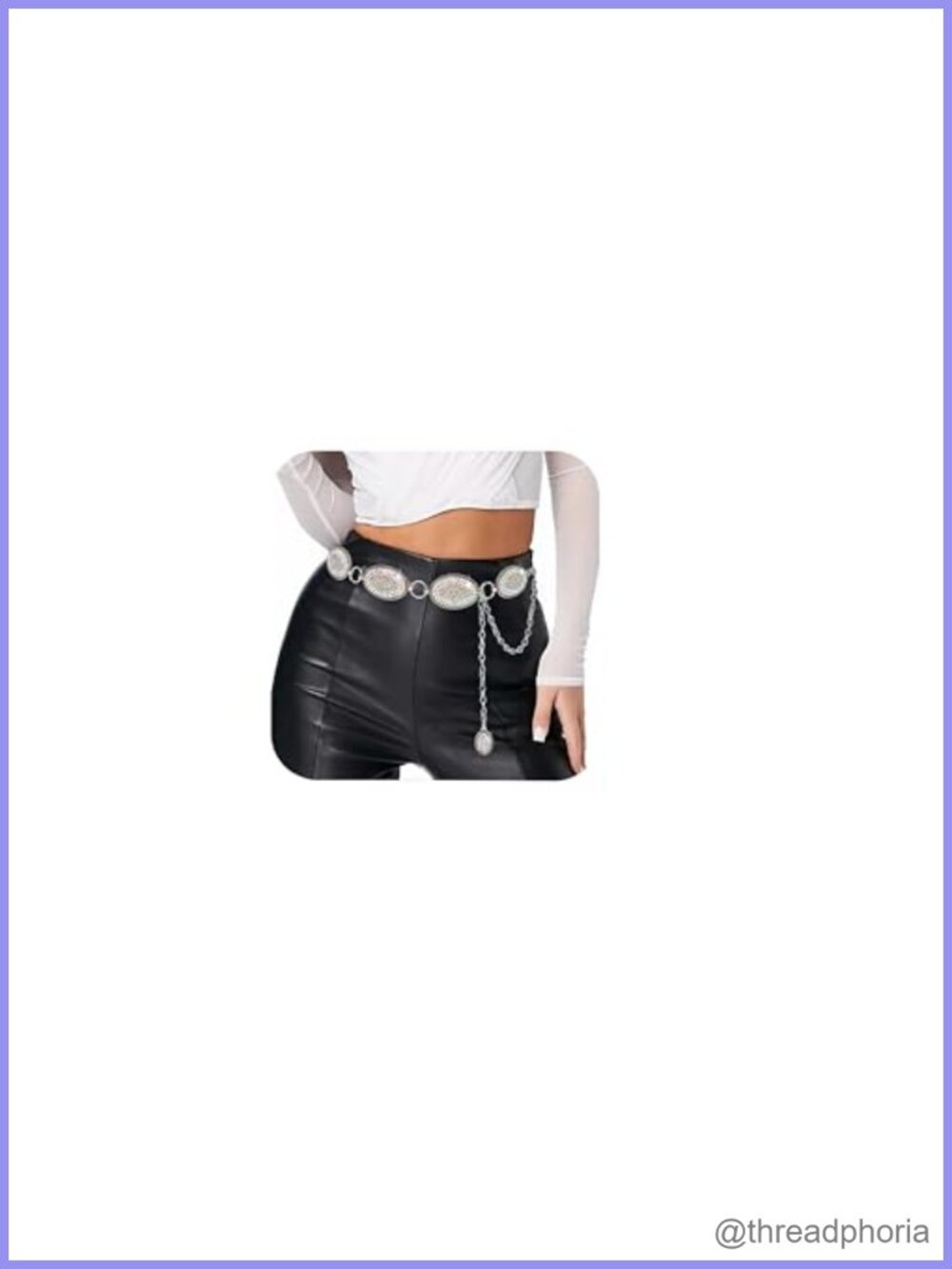 Rhinestone Concho Belt Adjustable Metal Alloy Chain Belt